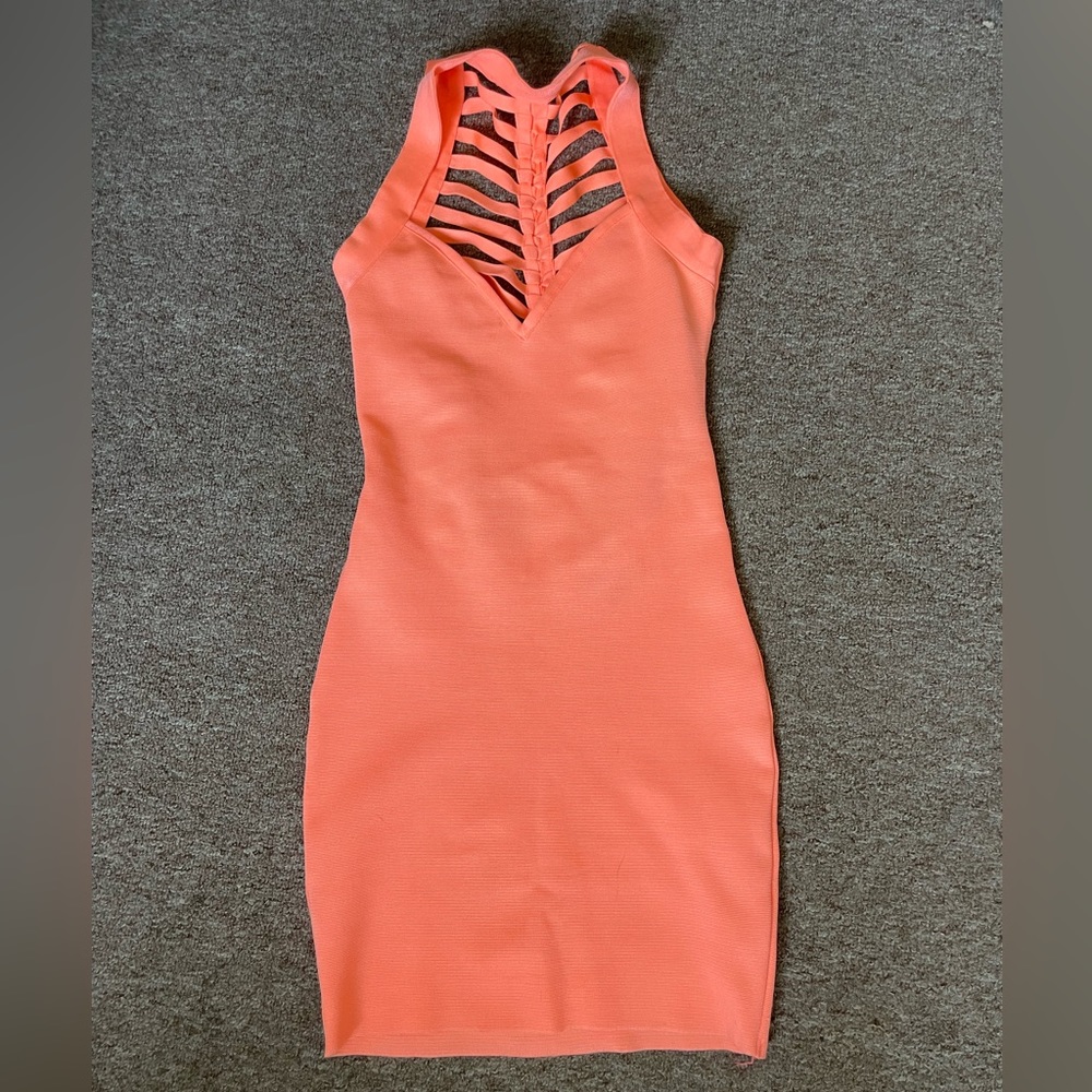 Salmon bandage dress